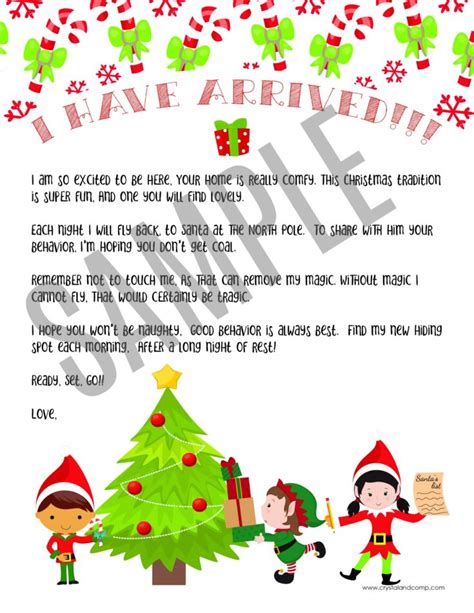 Printable Elf Arrival Letter