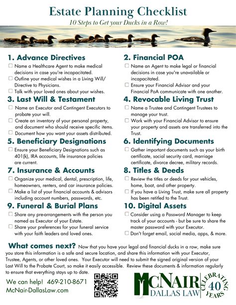 Printable Estate Planning Checklist