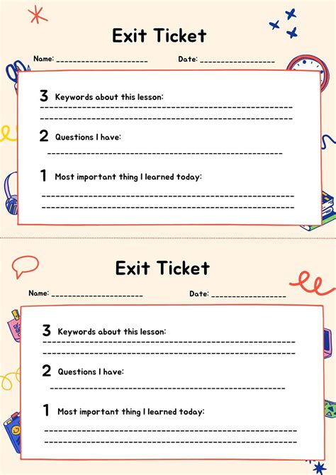 Printable Exit Tickets