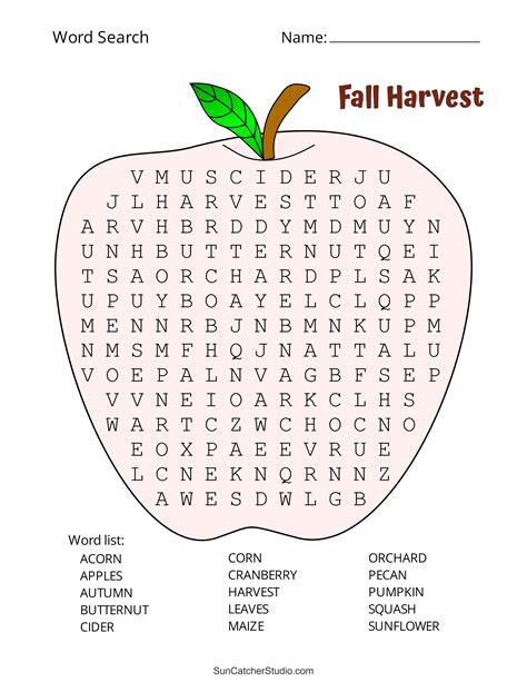 Printable Fall Word Search Puzzles