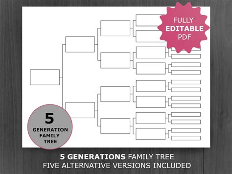Printable Family Tree Chart 5 Generations