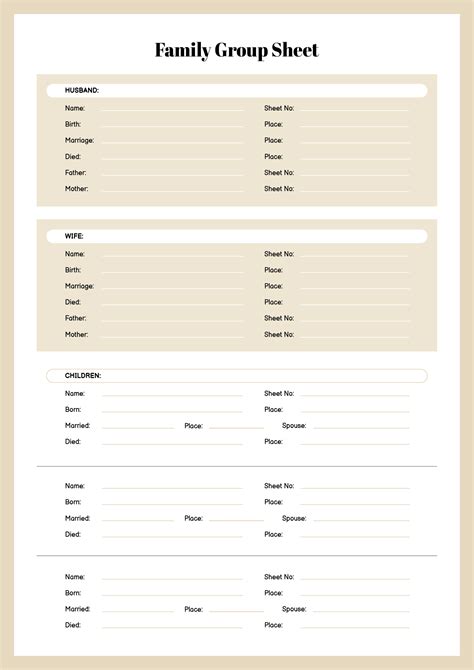 Printable Family Tree Sheets