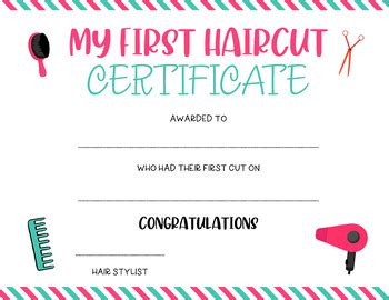 Printable First Haircut Certificate