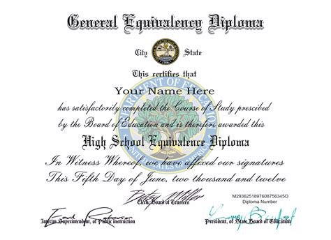 Printable Ged Certificate