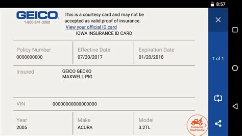 Printable Geico Insurance Card