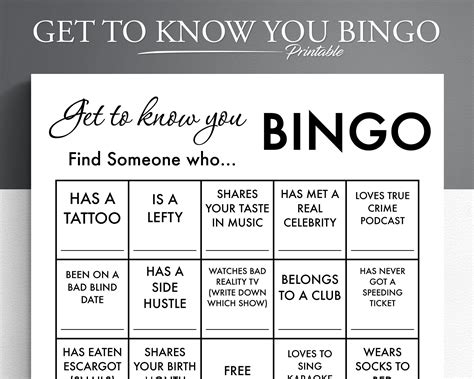 Printable Get To Know You Bingo Cards Not Pinterest