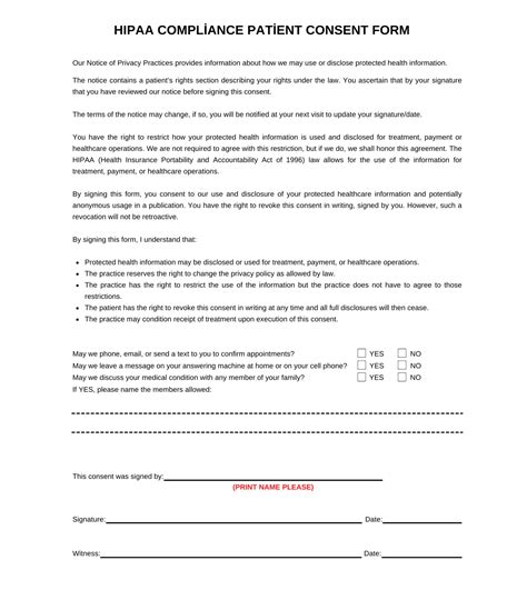 Printable Hipaa Compliance Form For Employees