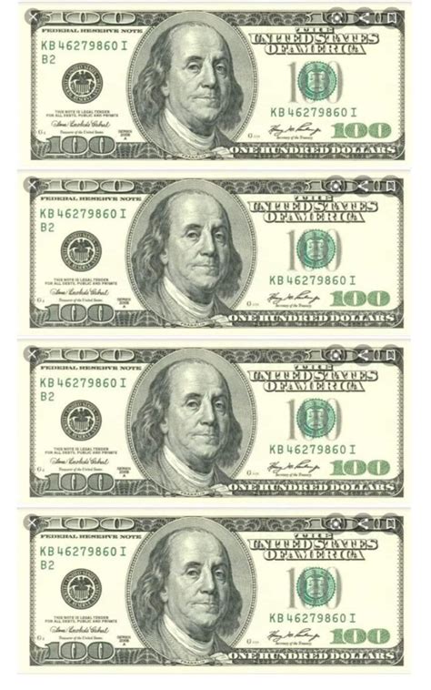 Printable Hundred Dollar Bills