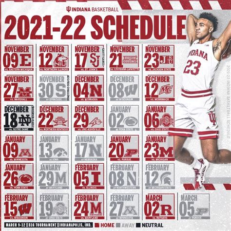 Printable Iu Basketball Schedule