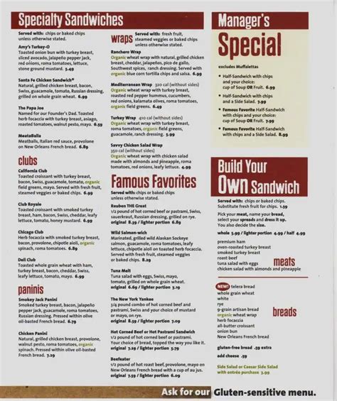 Printable Jason's Deli Menu