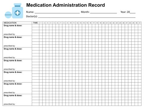 Printable Large Print Medication Administration Record