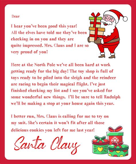 Printable Letters From Santa Claus Template