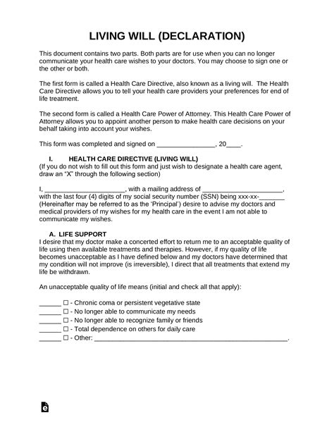 Printable Living Wills