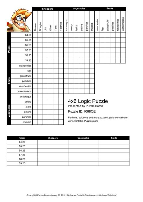 Printable Logic Puzzles Puzzle Baron