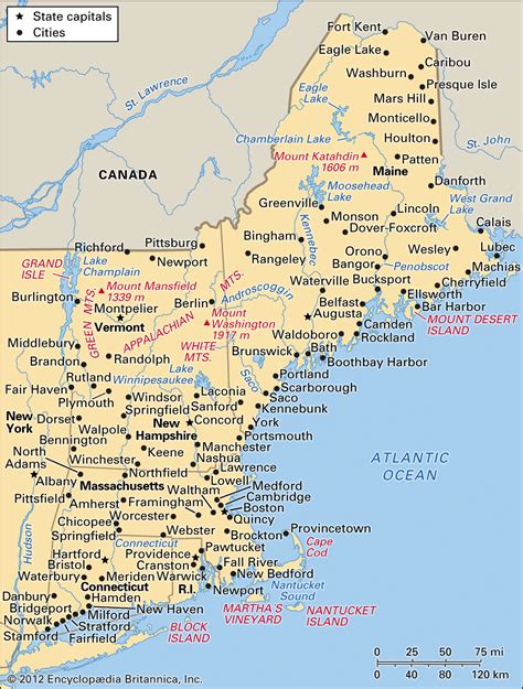 Printable Map Of New England