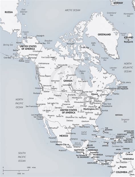 Printable Map Of North America