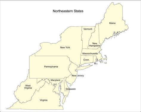 Printable Map Of Northeastern United States