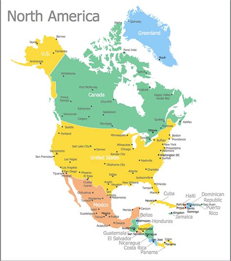 Printable Map Of The North America