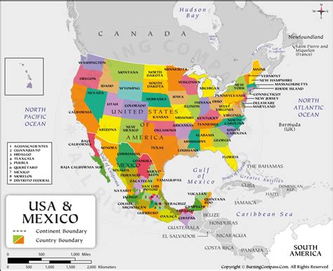 Printable Map Of Usa And Mexico