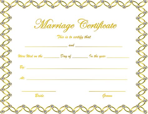Printable Marriage Certificate Template Free