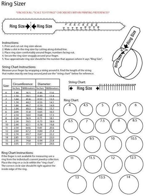 Printable Mens Ring Sizer