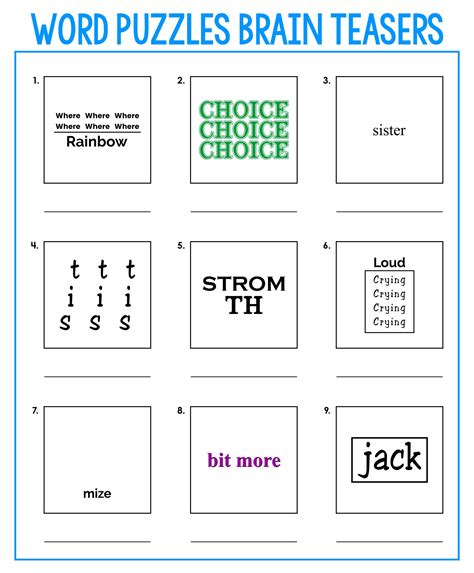 Printable Mind Puzzles