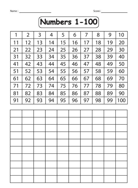 Printable Numbers 1100 Worksheets
