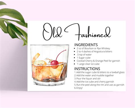 Printable Old Fashioned Recipe Card