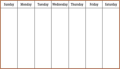 Printable One Week Calendar