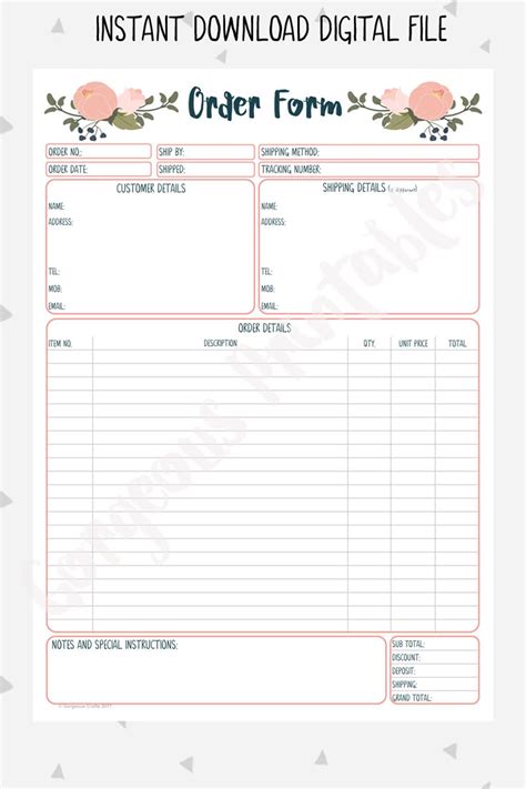 Printable Order Form