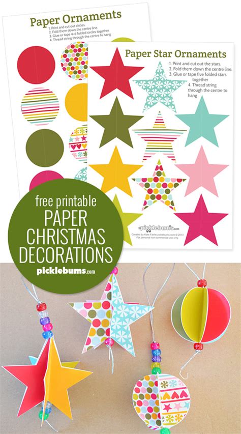 Printable Paper Christmas Decorations