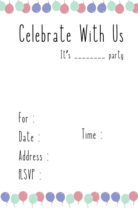 Printable Party Invitation Template