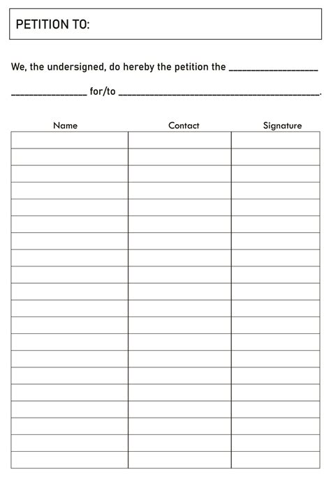 Printable Petition Form Blank
