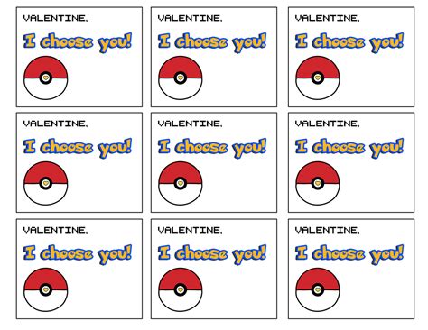 Printable Pokemon Valentine Cards