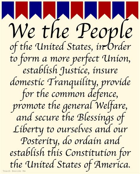 Printable Preamble Of Constitution