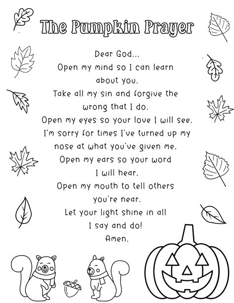 Printable Pumpkin Prayer