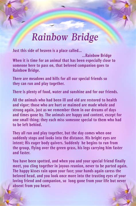 Printable Rainbow Bridge Poem