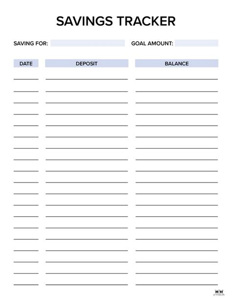 Printable Savings Chart