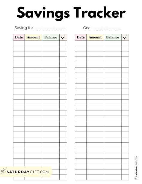 Printable Savings Tracker
