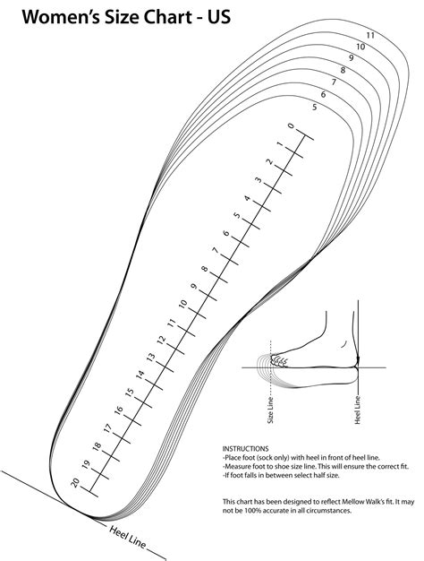 Printable Shoe Size Chart Womens