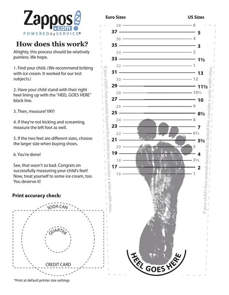 Printable Shoe Sizer