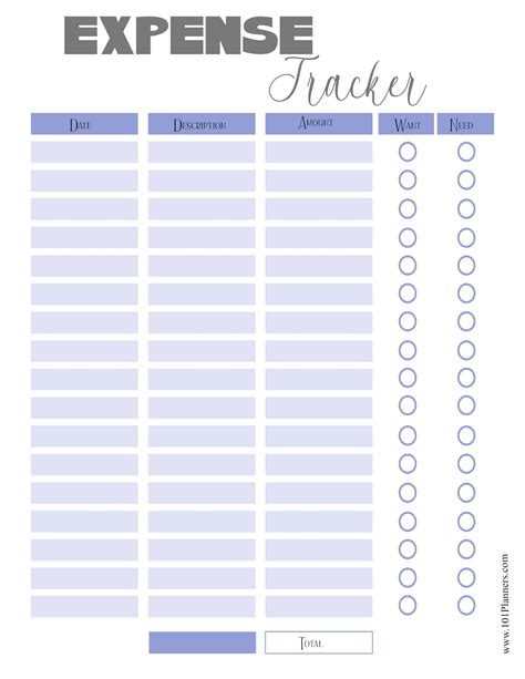 Printable Spending Tracker