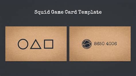 Printable Squid Game Card Template