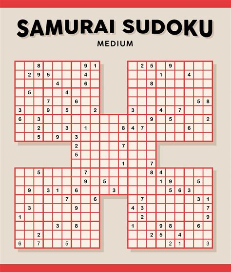 Printable Sudoku Samurai