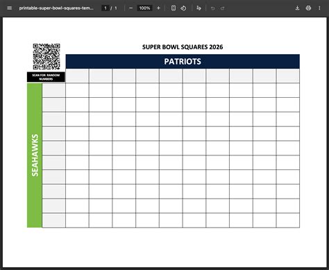 Printable Super Bowl Squares Free
