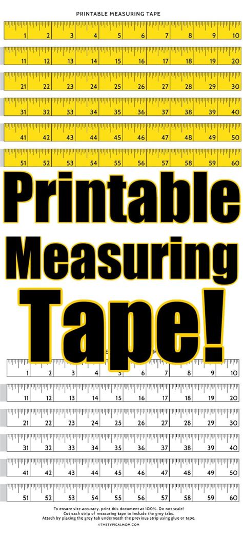 Printable Tape Measure Chart