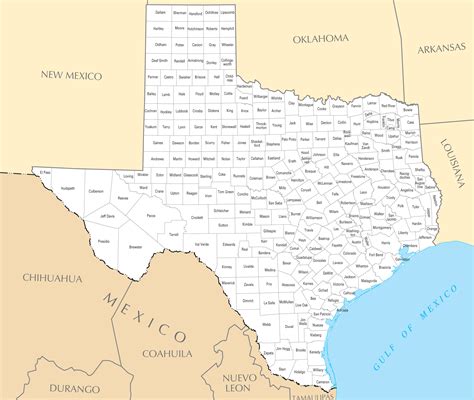 Printable Texas County Map