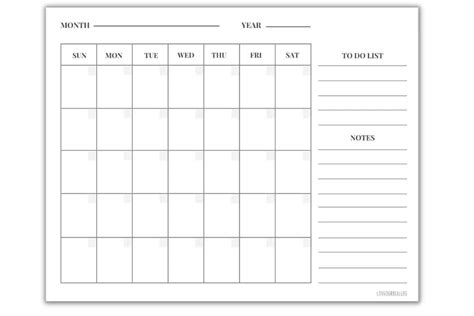 Printable Undated Calendar