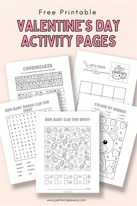 Printable Valentines Day Activity Sheets