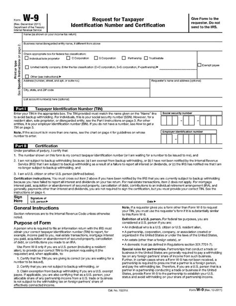 Printable W-9 Irs